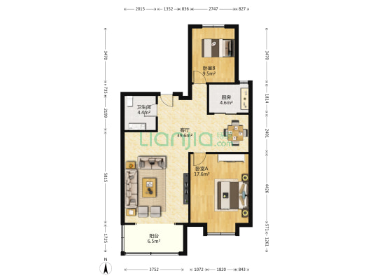 新侨花园 2室1厅1卫 113平方