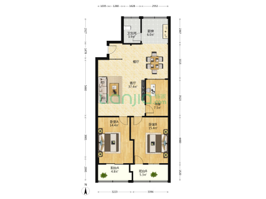 煤炭厅宿舍（火炬大街28号） 3室1厅1卫 112平方