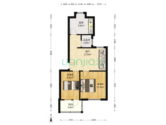 东升社区 2室1厅1卫 58平方