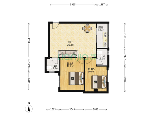 湖滨中路 2室1厅2卫 75平方