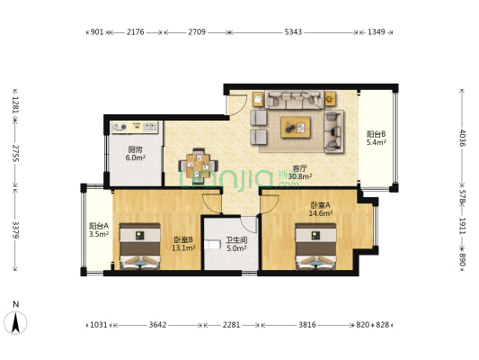 清香坪南街97号 2室1厅1卫 91平方