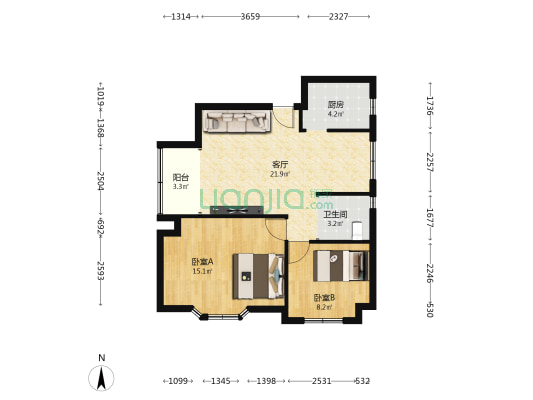 梅山大厦 2室1厅1卫 80平方