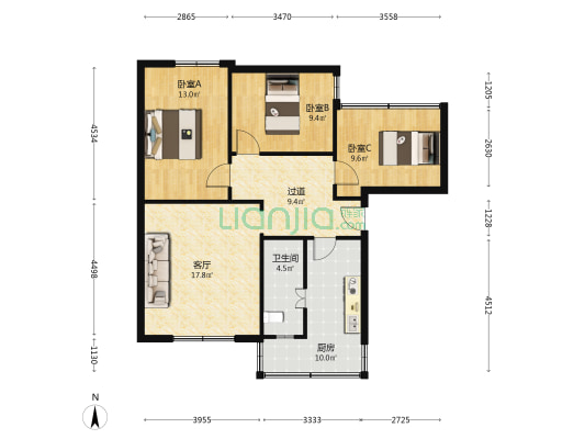 下埔路8号 3室1厅1卫 100平方