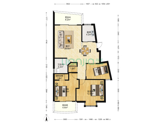 水岸华庭 3室1厅1卫 106平方