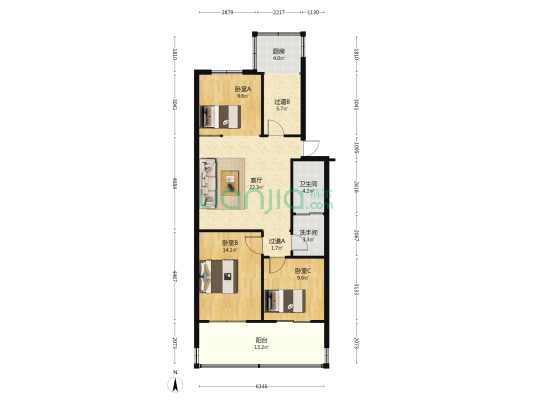 黎明小学家属院 3室1厅2卫 101平方