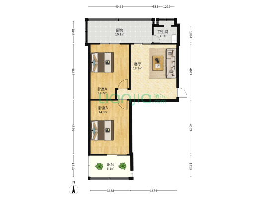中煤一建岭北小区 2室1厅1卫 69平方