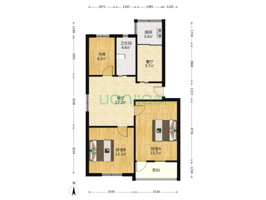 中山北路三弄 3室2厅1卫 84平方
