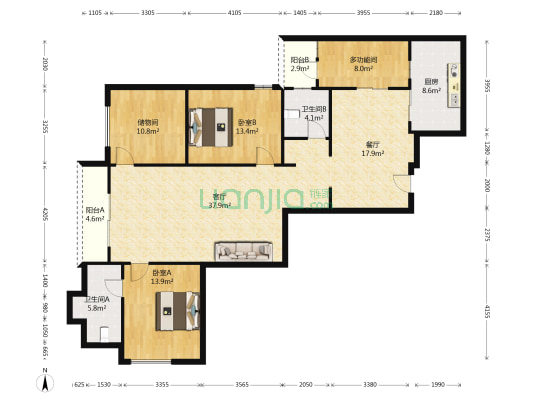 金峰堡大厦 3室2厅2卫 177平方
