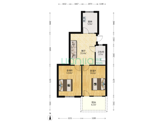 建机宿舍 2室1厅1卫 67平方