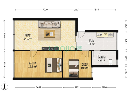 天華苑小區 2室1厅1卫 78平方