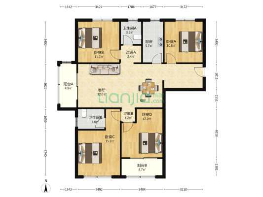 新店西苑A区 4室1厅2卫 150平方