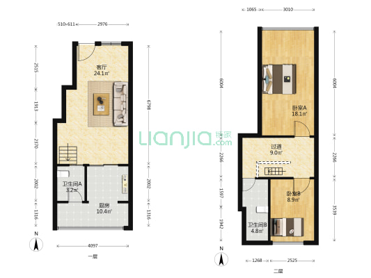 白晶谷31组团 2室1厅2卫 51平方