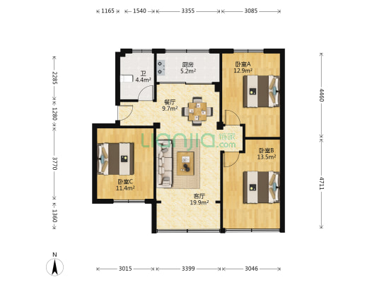 镇府路35号 3室2厅1卫 87平方