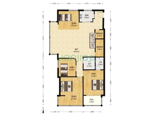 金润花苑 4室1厅2卫 154平方