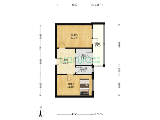 山西省化纤研究所小区 2室1厅1卫 52平方