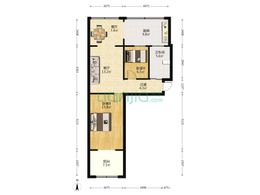 文化局宿舍(杏花岭区) 2室2厅1卫 85平方