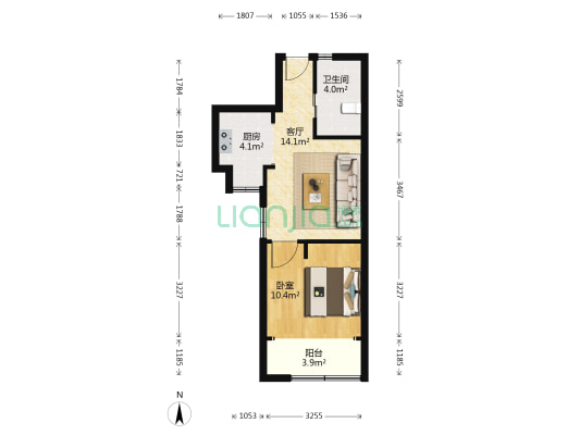 龙盛佳苑 1室1厅1卫 48平方
