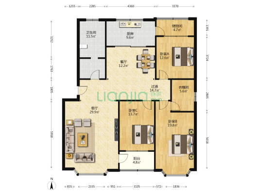新华路市国土局宿舍 3室2厅1卫 167平方