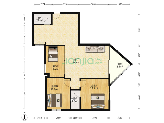 购物中心 3室1厅2卫 253平方