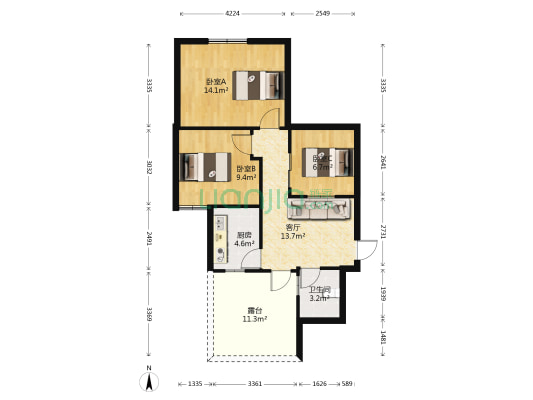 河口小区 3室1厅1卫 69平方
