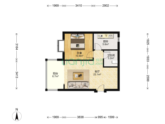 银和怡海国奥天地 1室1厅1卫 62平方