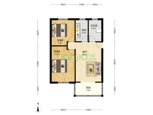 城中东路309号 2室1厅1卫 68平方