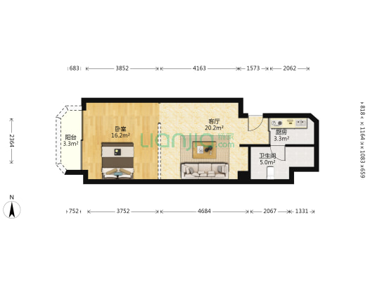 新世界柏丽轩 1室1厅1卫 68平方