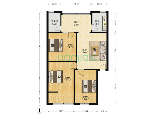 天府中路130号 3室2厅1卫 109平方