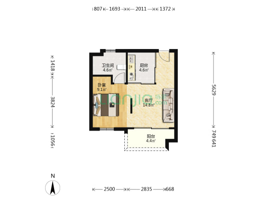 招商碧桂园十里海湾 1室1厅1卫 58平方