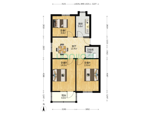 人民巷12号 3室1厅1卫 74平方