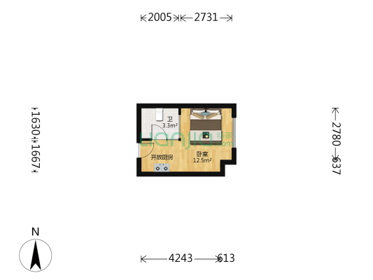 金色江山购物广场 1室0厅1卫 27平方