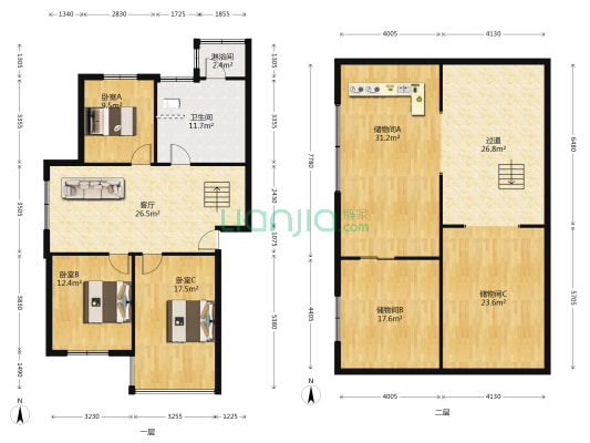 山明水秀三期 3室1厅2卫 91平方