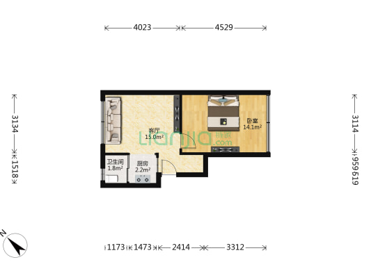 棉花街(棉花巷） 1室1厅1卫 36平方