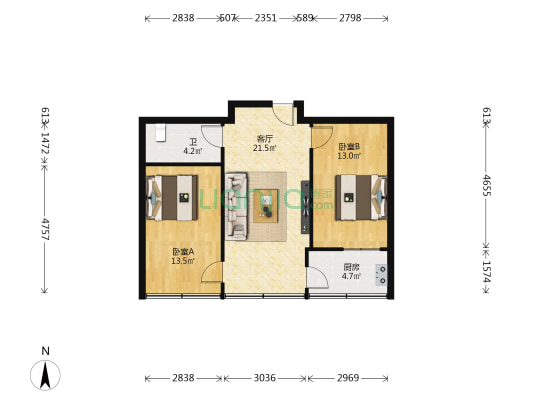兰山村 2室1厅1卫 66平方