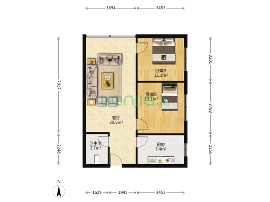 石坪桥正街147号 2室1厅1卫 81平方