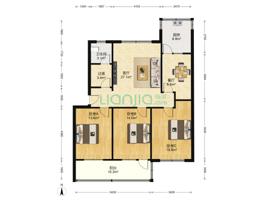 山大第五宿舍 3室2厅1卫 115平方