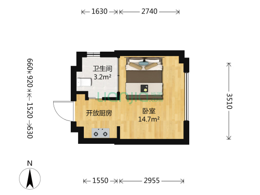 嘉和花样年华三期 1室0厅1卫 30平方