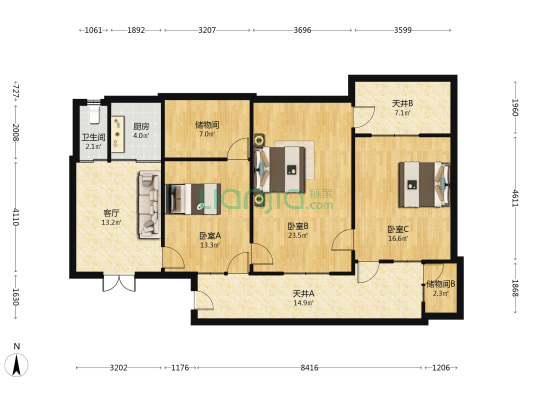 宝憧巷 3室1厅1卫 91平方