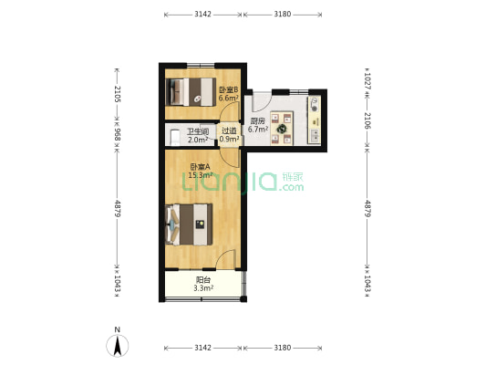 胜利新村 2室0厅1卫 43平方