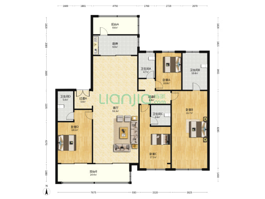 招商沁苏禧 4室1厅4卫 263平方