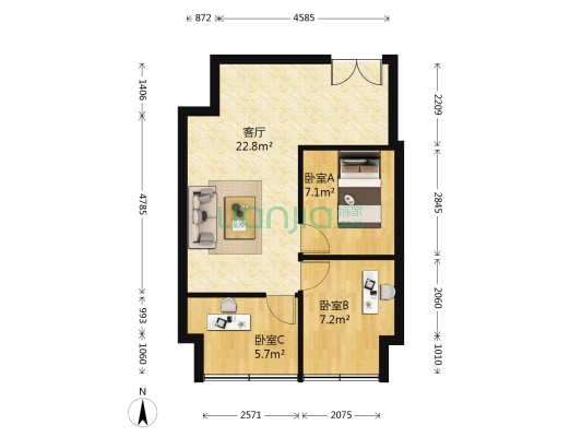 明月阁 3室1厅0卫 72平方