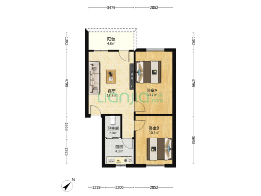 走马岗海关大院 2室1厅1卫 64平方