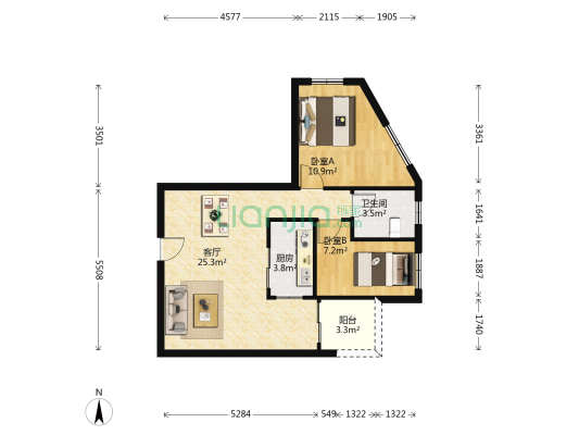 逸彩状元坊 2室1厅1卫 69平方