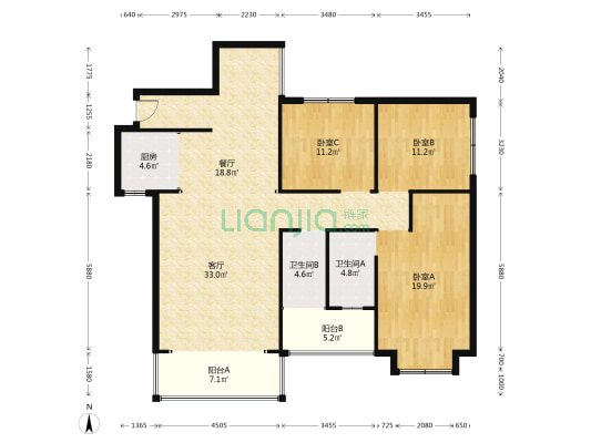 书香华天 3室2厅2卫 138平方