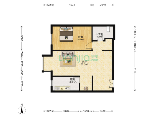 奥东18 1室1厅1卫 86平方