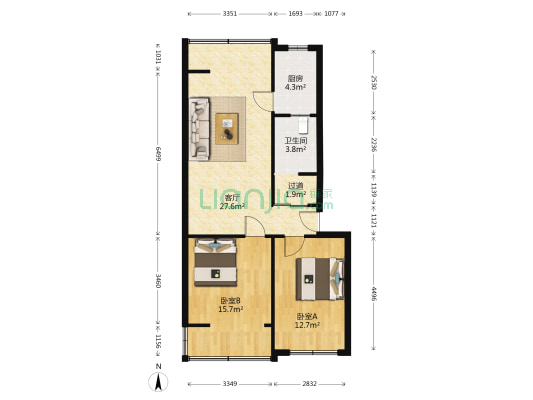 中立街坊B区 2室1厅1卫 83平方