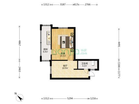 蔡家苑 1室1厅1卫 40平方
