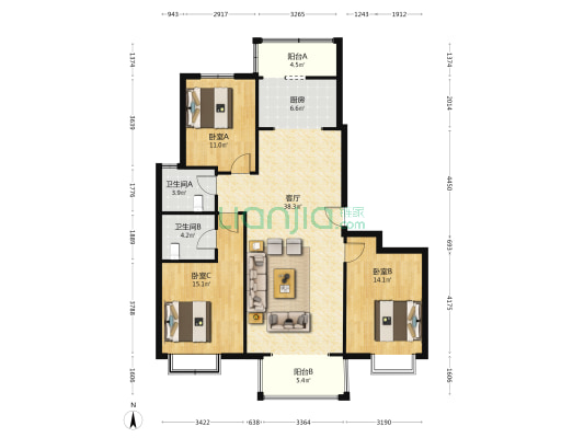 ，无尾款，无抵押，70年住宅大产权-户型图