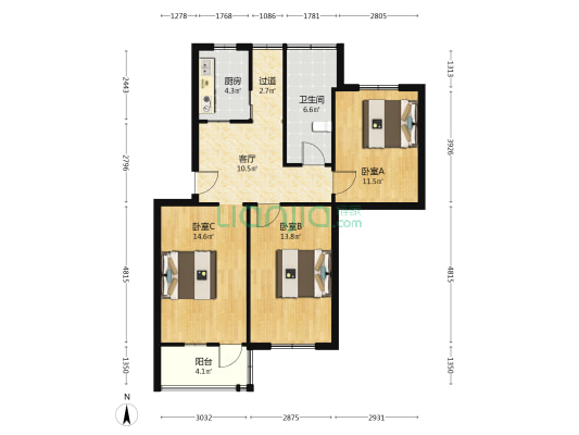 合肥通用机械研究院前生活区 3室1厅1卫 83平方
