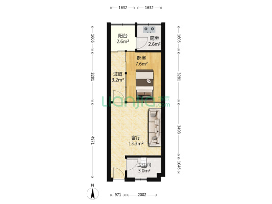 春晓花园 1室1厅1卫 41平方